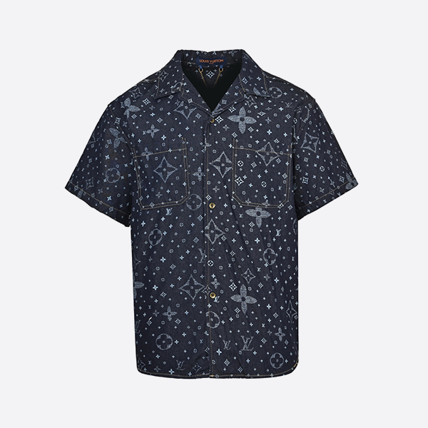 Louis Vuitton 25ss denim short-sleeved shirt with printed monogram