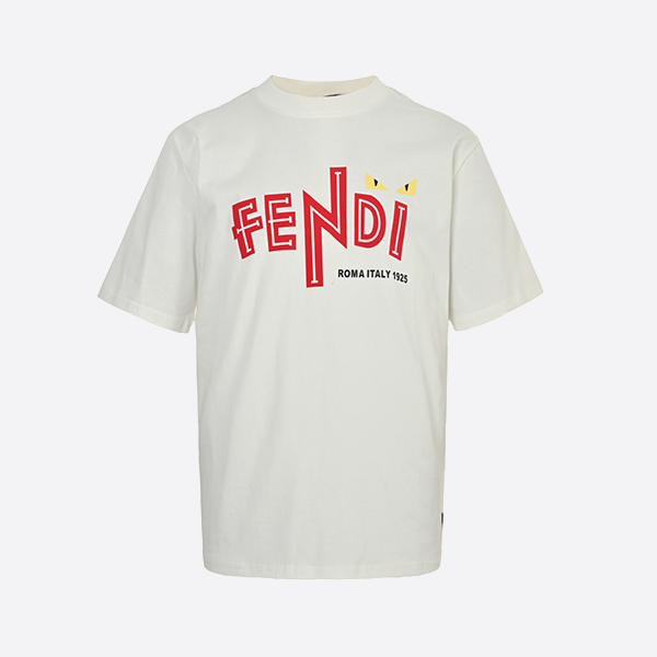 Fendi 25ss flocked letter eye print short sleeve