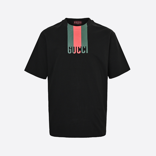 Gucci 25ss red and green striped letter print short sleeve