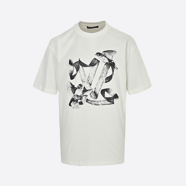 Louis Vuitton White Dove Print Short Sleeve