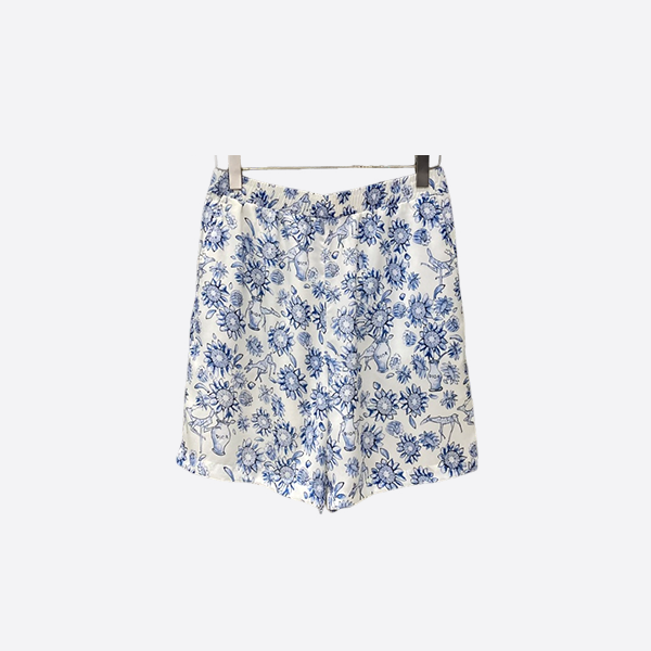 Dior 2025 Blue and White Porcelain Collection Chinese Style Suit Silk Shorts
