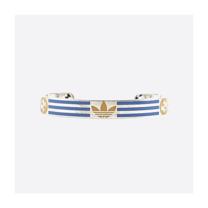 Gucci 925 sterling silver adidas joint series double G trefoil bracelet 702869 J89L0 8498