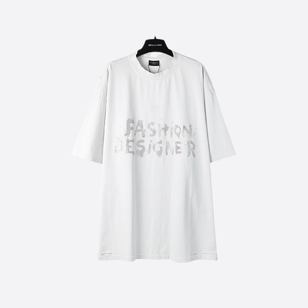 Balenciaga SS25 Paris Gold Glitter Short Sleeve