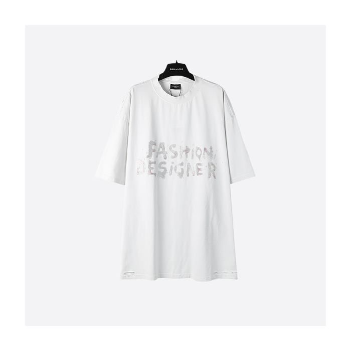 Balenciaga SS25 Paris Gold Glitter Short Sleeve