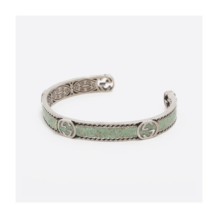 Gucci 925 sterling silver double G interlocking marble enamel A2813561