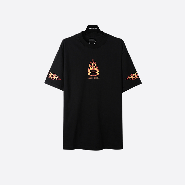 Balenciaga 25ss double ring flame crack short sleeve