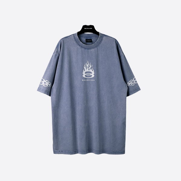 Balenciaga 25ss double ring flame crack short sleeve