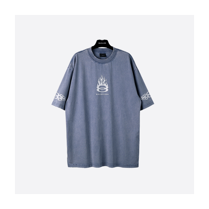 Balenciaga 25ss double ring flame crack short sleeve