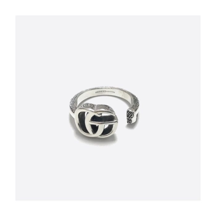 Gucci 925 Sterling Silver Double G Vintage Vine Carving Key-Opening Ring 627760 J8400 0701